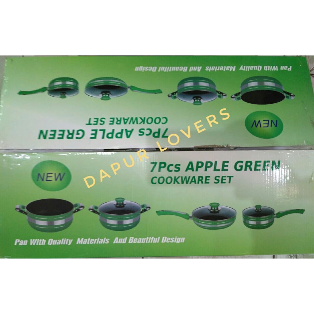 Panci Apple Green Cookware Set 7 Pcs