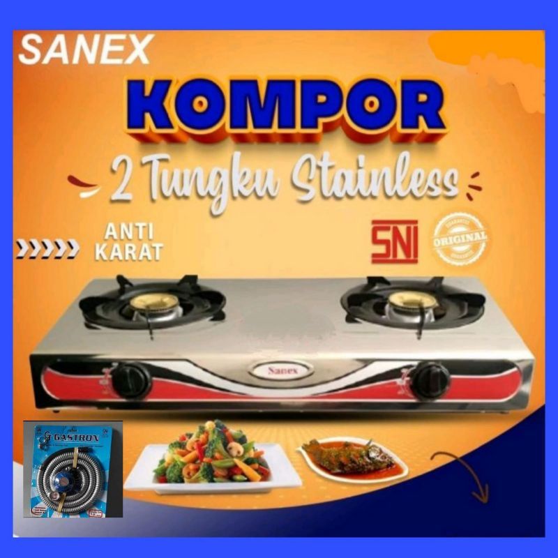 Sanex , OMICKO  ,  Kompor  , Kompor Gas 2 Tungku +  SELANG WINN GAS