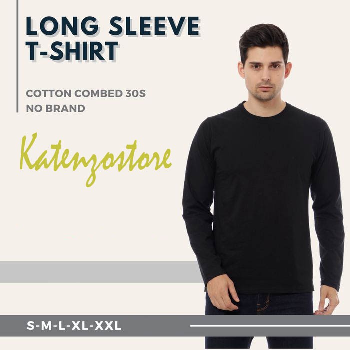 Kaos Polos Lengan Tangan Panjang dewasa katun Combed 30s