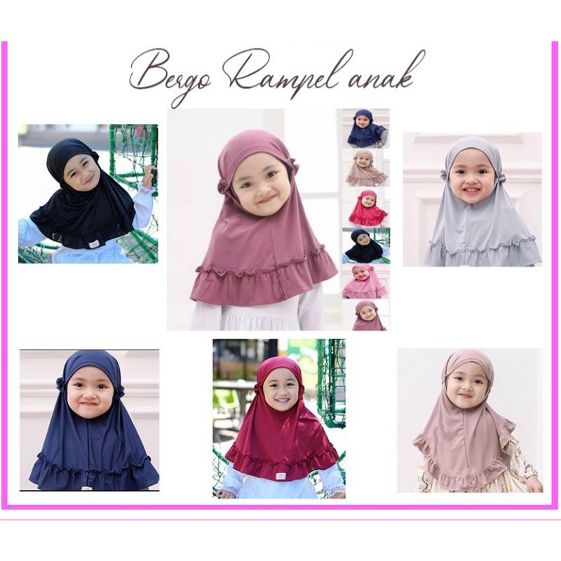 Kerudung Bergo Anak 1-3 Tahun Kerudung rample instan