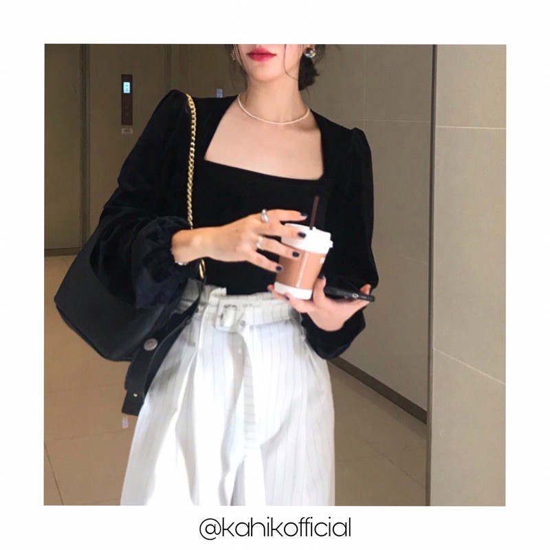 Square Neck Blouse w/ Puff Sleeve