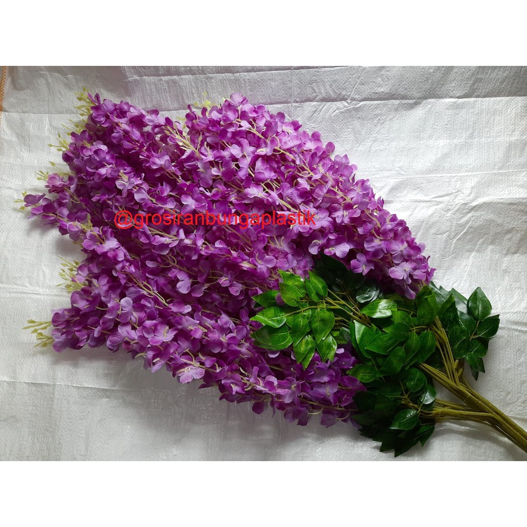 Daun Artificial/daun Hias/daun Plastik/daun Dekorasi/daun Wisteria Jumbo Ungu