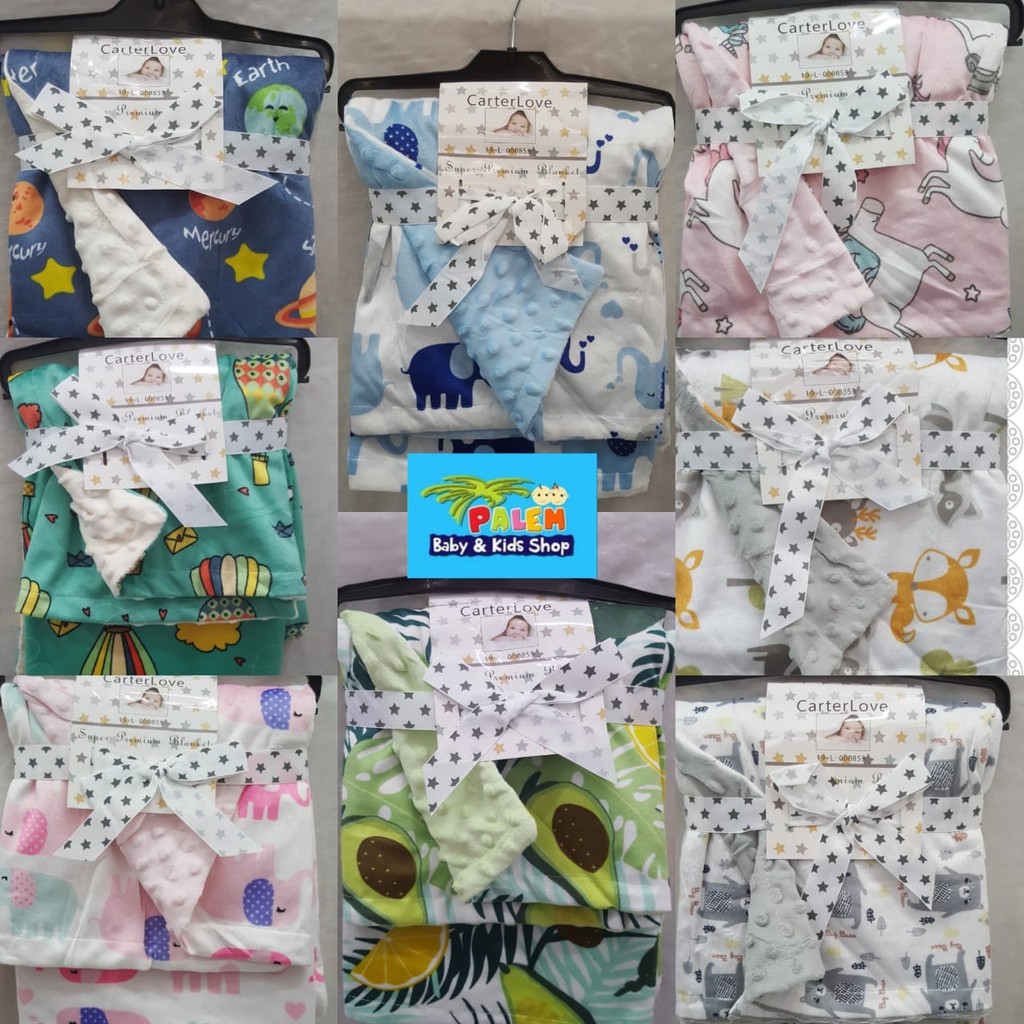 carterlove selimut double flecee cotton face - selimut bayi polkadot motif 108514