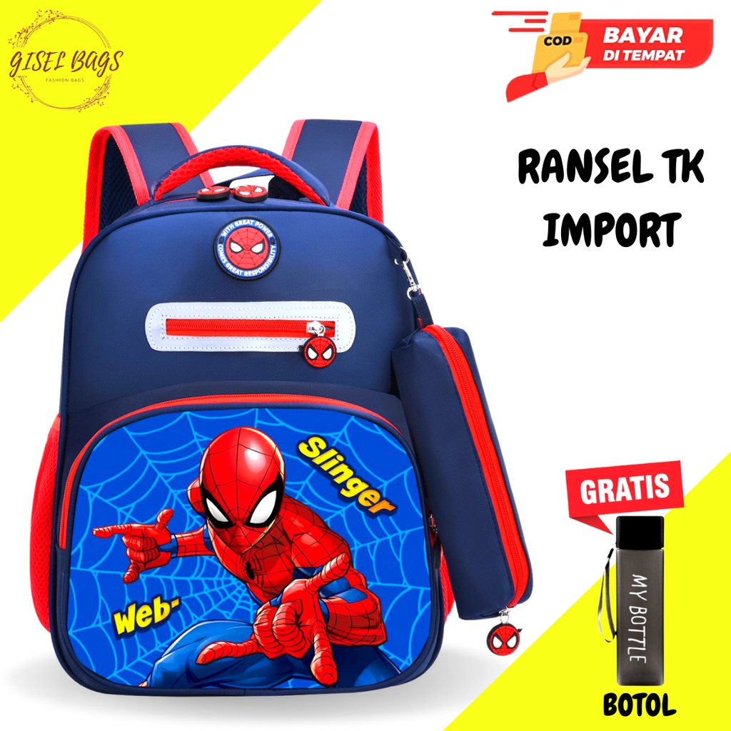 Ransel anak laki laki sekolah tk gambar karakter superhero import