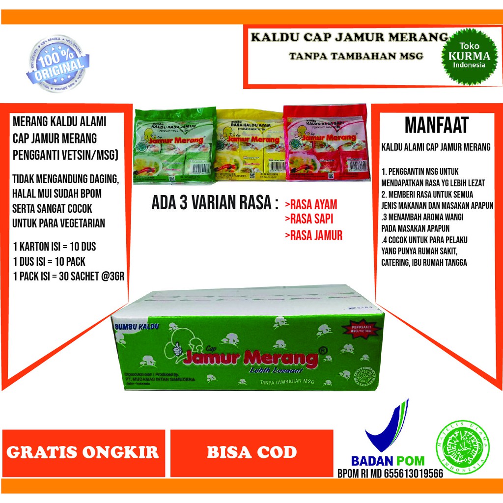 

Kaldu Alami Jamur Merang BPOM - Bumbu Masak Cap Jamur Merang Halal MUI - Kaldu Jamur Alami Tanpa MSG