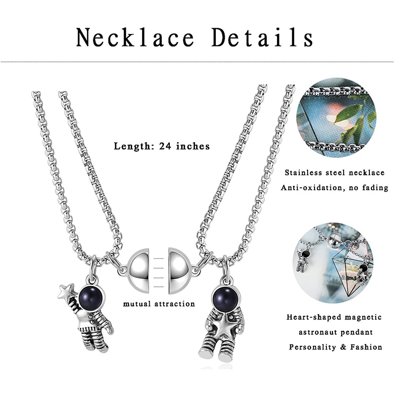 Kalung Rantai Klavikula Dengan Liontin Astronot Bintang Magnetik Untuk Pasangan