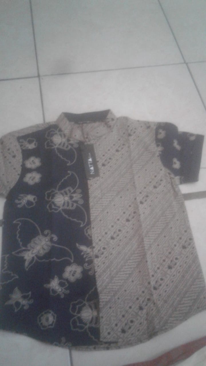 Kemeja Koko Batik Anak Lawasan Lengan Pendek Kombinasi Motif By Nattaline