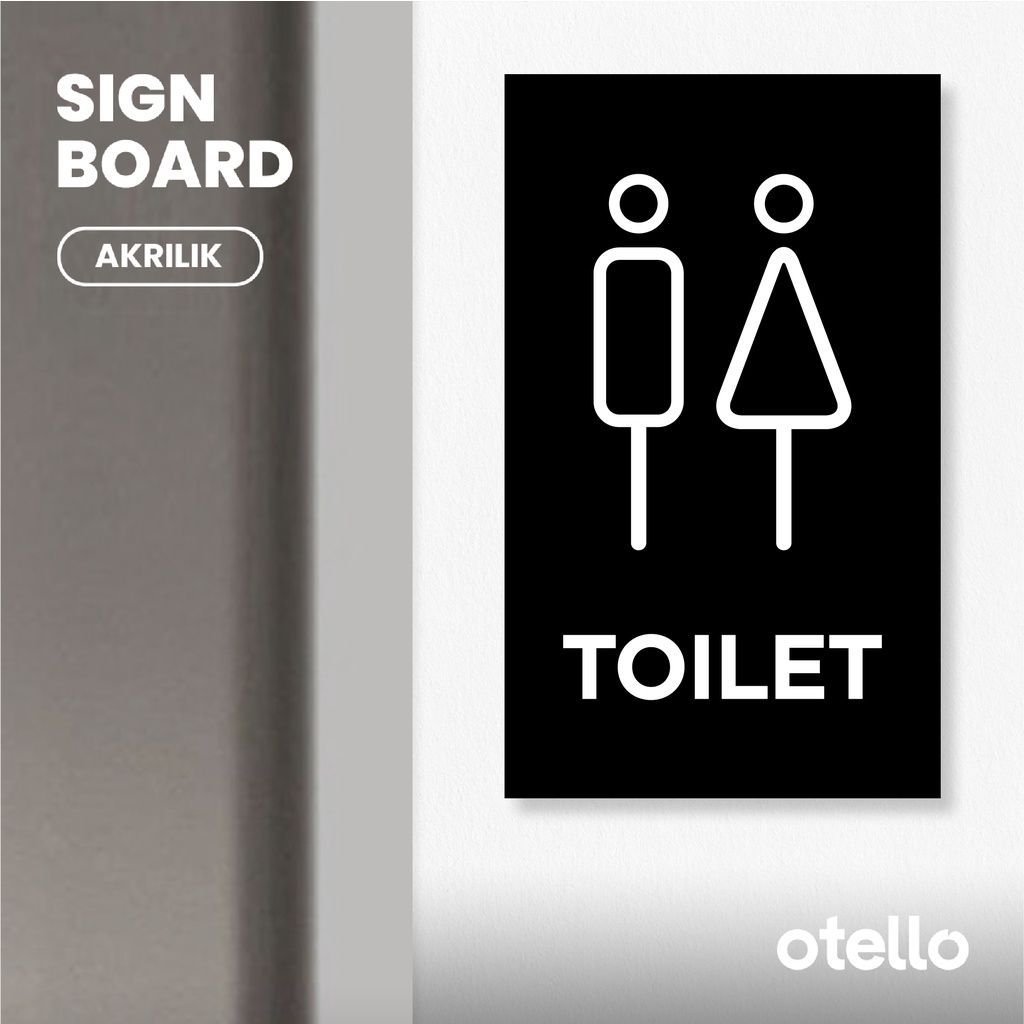 Otello Signage Toilet Pria Wanita Sign Board Akrilik Print Papan Nama Ruangan Restroom Modern Minimalist