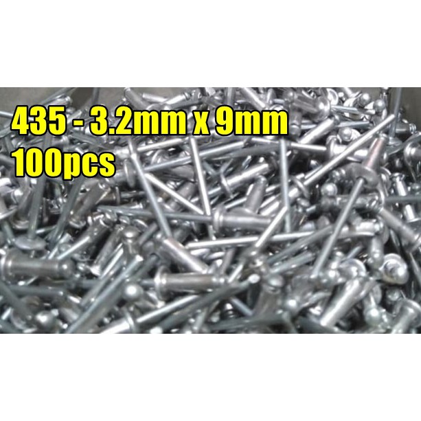 isi 100 pcs paku rivet 3.2mm x 9mm refill paku aluminium rifet ripet blind rivet keling no 435 isi 1