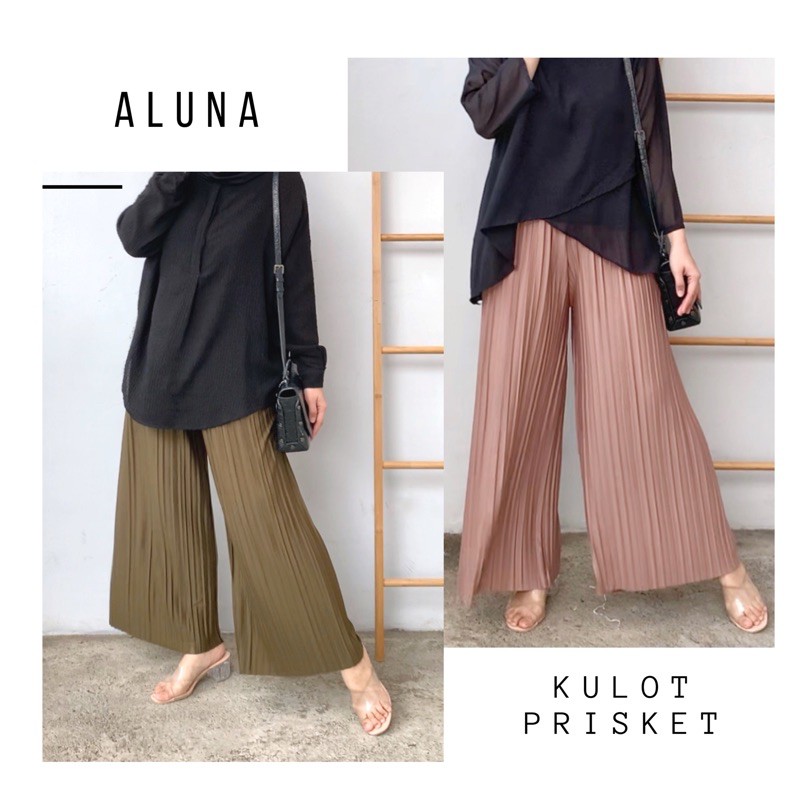 ALUNA KULOT  PRISKET celana kulot  plisket murah bahan 