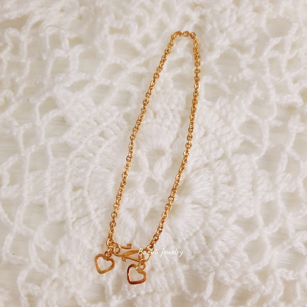 Gelang Rante Nori Bandul Love Bolong emas muda 2 gram