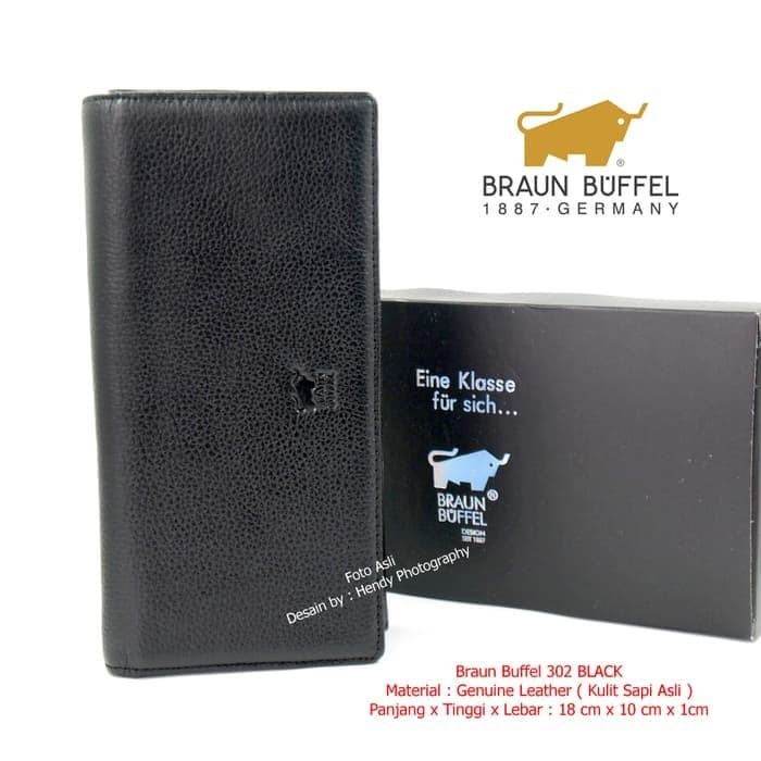 Dompet Kulit Wanita Panjang  Braun Buffel Kipas 302 Hitam