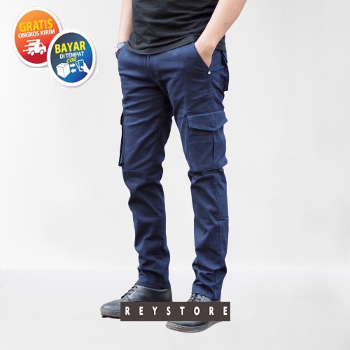 Celana Cargo Panjang Premium - Navy