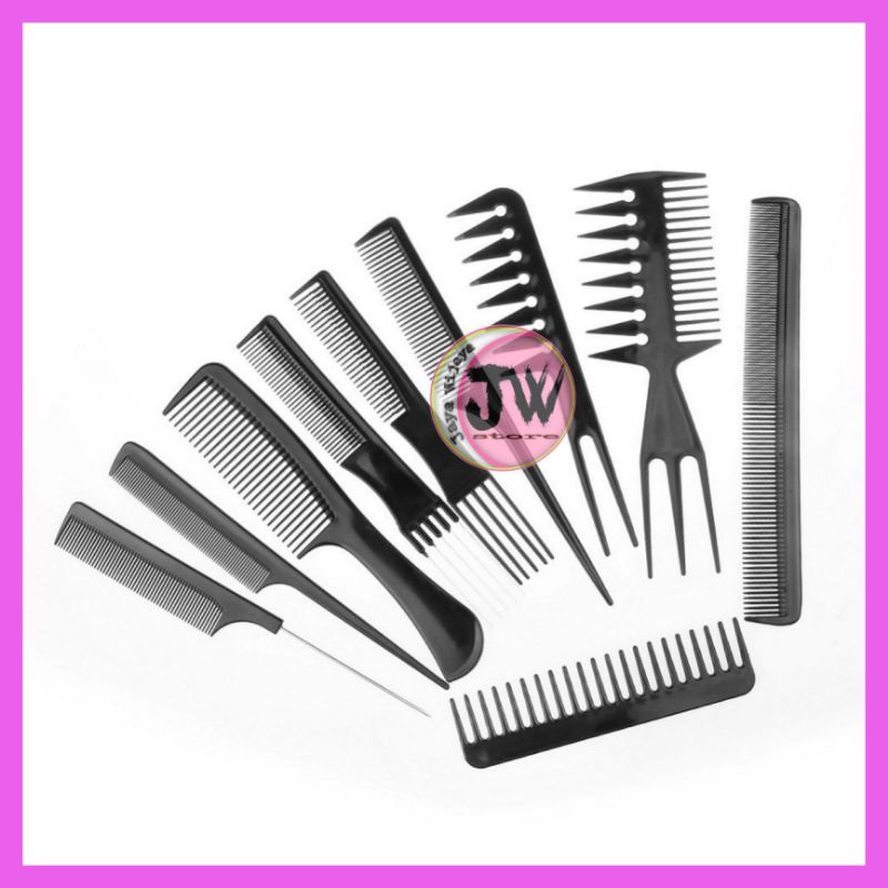 JW Sisir Rambut Pria Wanita Rontok Salon Profesional 1 SET Barbershop Keren Hair Comb