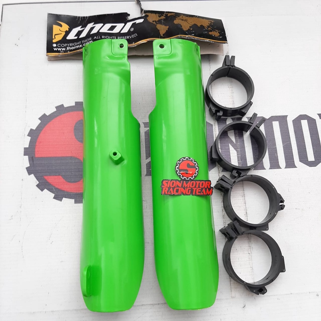 Cover Shock Depan / Pelindung Shockbreaker Kawasaki KLX 150 BF / DTRACKER Dan Kleman Thor Hijau
