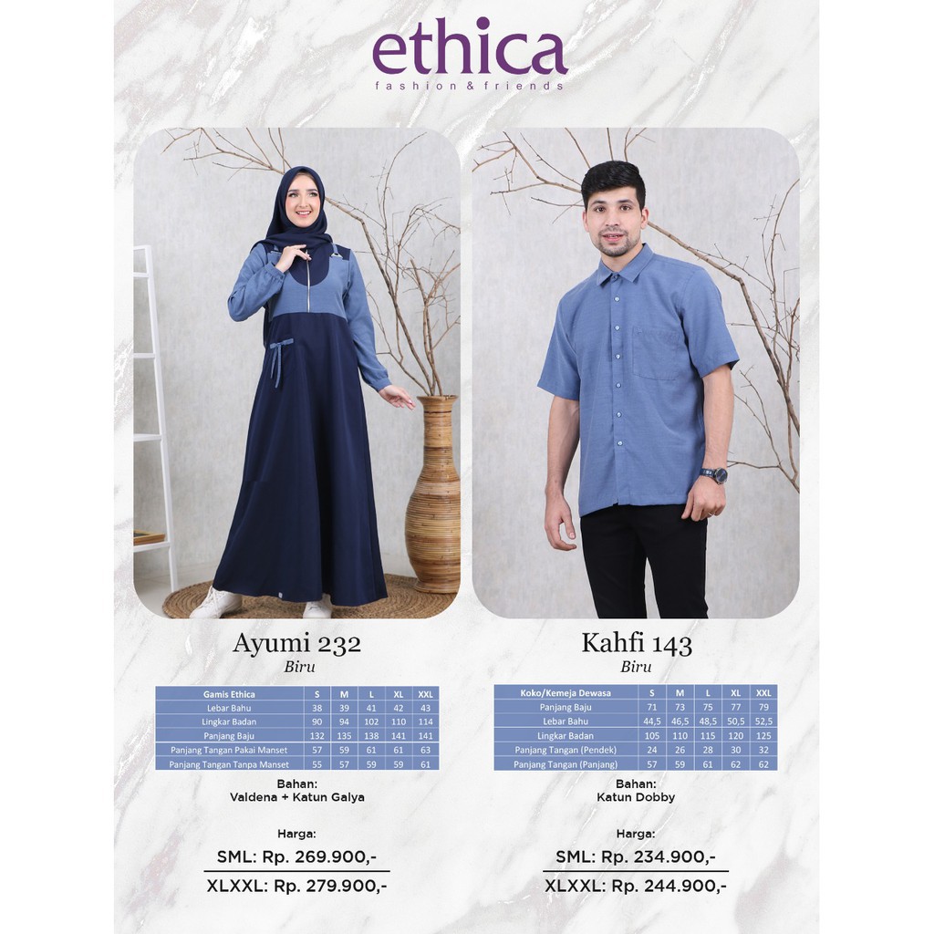 ⭐Couple 116 Biru - Ayumi 232 Kahfi 143 - Gamis By Ethica⭐