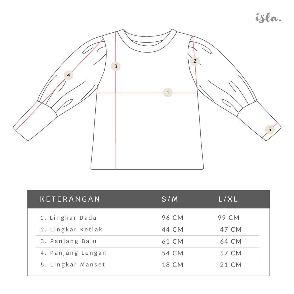 Isla Nerea Top Basic - Blouse Wanita Lengan Balon - Textured Cotton-1