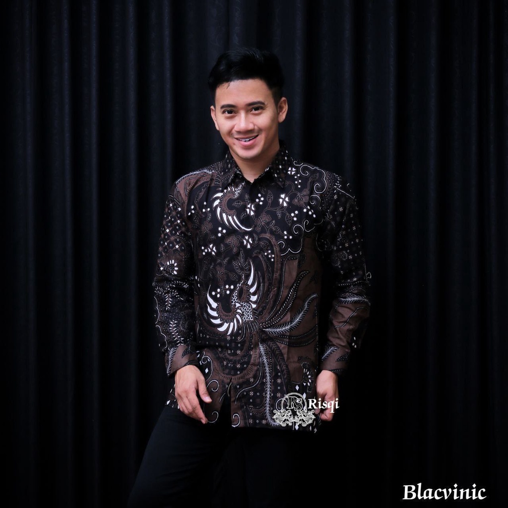 Kemeja Batik Pria Lengan Panjang BATIK BERKAHTURAH SIZE M L XL XXL BSWART BatiK HRB026 Kenongo Hem Panjang Padi