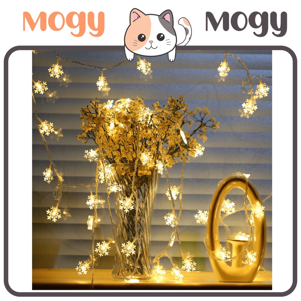 MOGYMOGY Lampu Tumblr Salju 8,5m Dekorasi Natal Snowflake Lamp Snow Decor Keping Salju Christmas