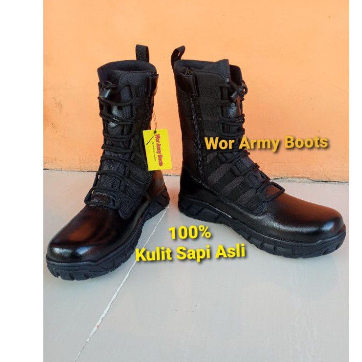 Sepatu PDL Ninja kulit sapi asli by Wor Army Boots