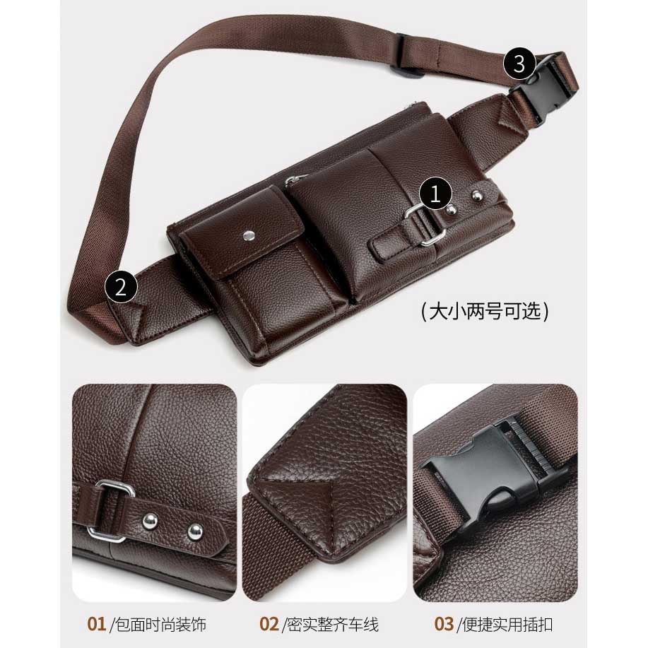 Rhodey Tas Pinggang Pria Waistbag Bahan Kulit - Brown