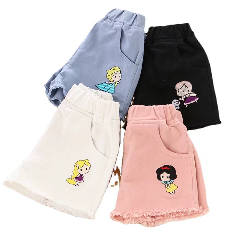 Celana pendek Princess Jeans Anak Perempuan Import Motif Elsa/Anna/Snow White/Rapunzel