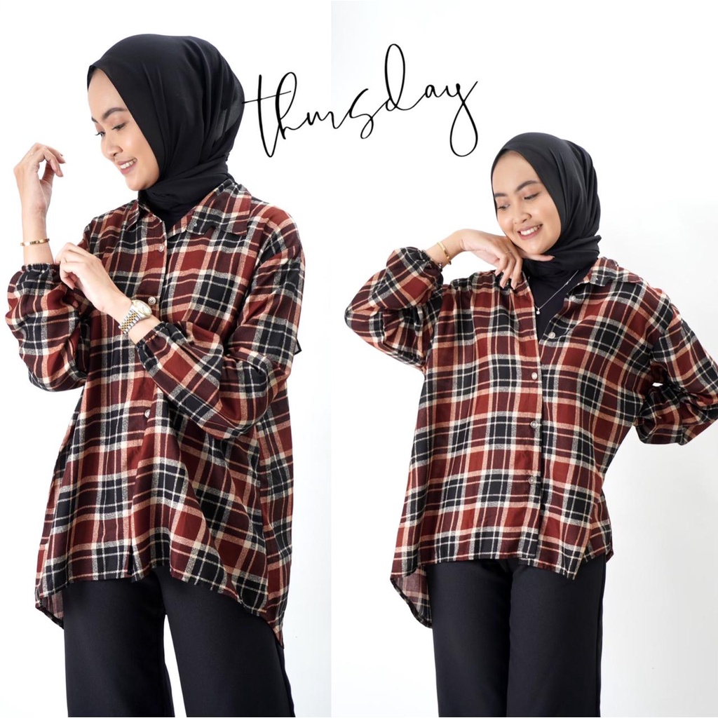 Damai fashion jakarta - baju KEMEJA wanita FLANEL - konveksi murah tanah abang