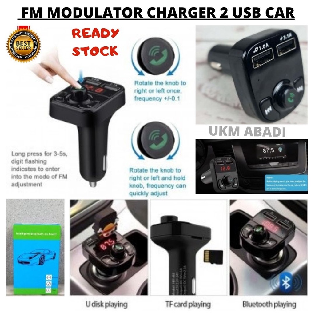 FM Modulator Bluetooth Audio Receiver Transmitter Handsfree 2 USB Car Charger 111