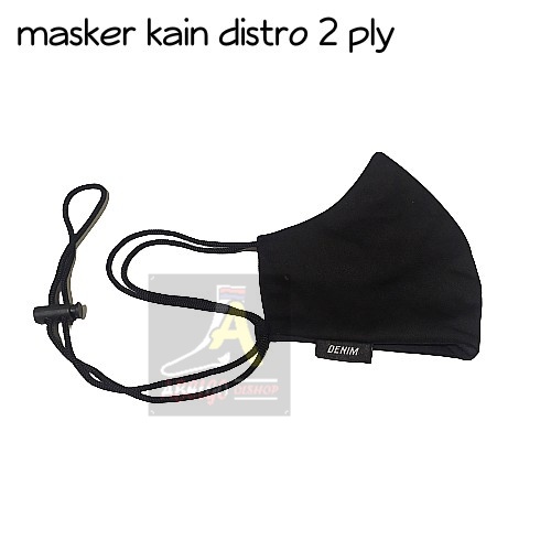 12 pcs- MASKER KAIN ERLOOP 3PLY TALI STOPER POLOS HITAM premium/ MASKER DISTRO/MASKER KEKINIAN POLOS HITAM/MASKER KAIN HITAM