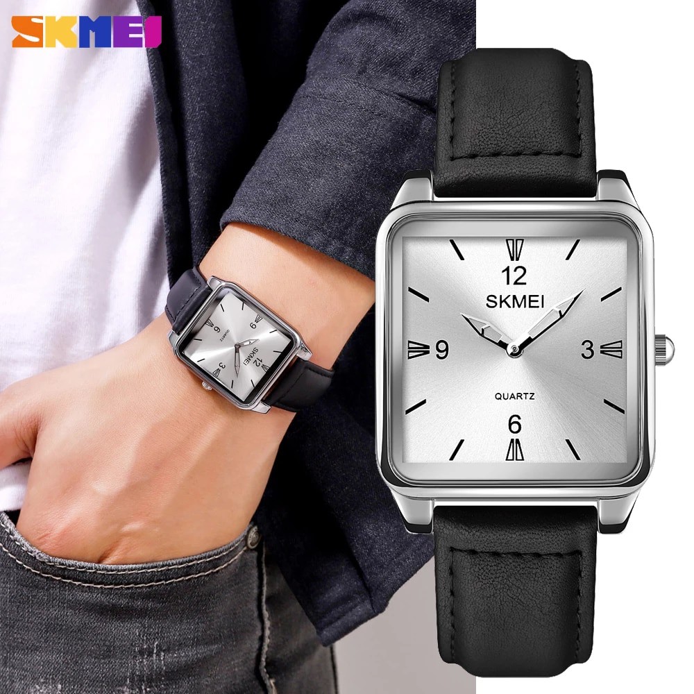 SKMEI 1603 Jam Tangan Pria Wanita Analog Tali Stainless Kulit WATCHKITE WKOS