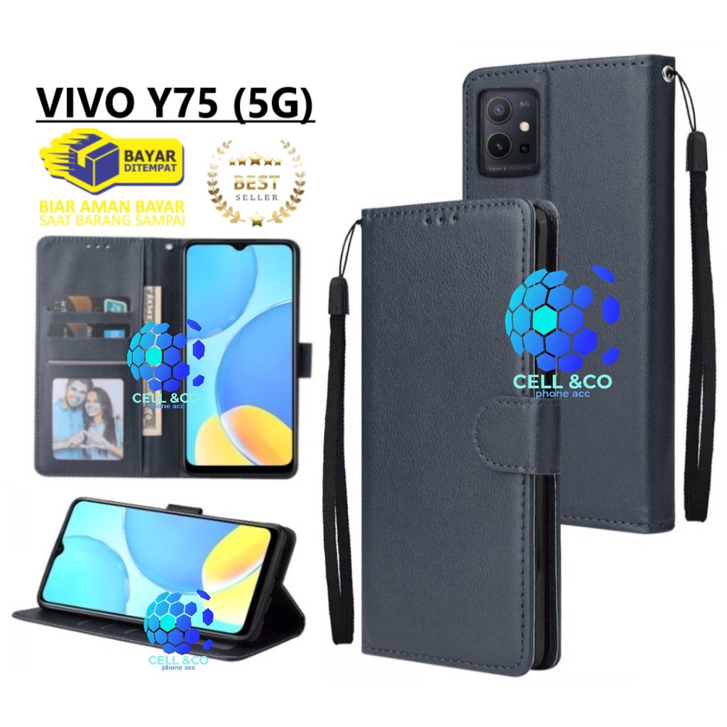 NEW VIVO Y75 (5G) FLIP COVER CASE FLIP LEATHER WALLET PREMIUM FLIP CASE BUKA TUTUP KESING HP CASING FLIP CASE WALLET VIVO Y75 (5G)