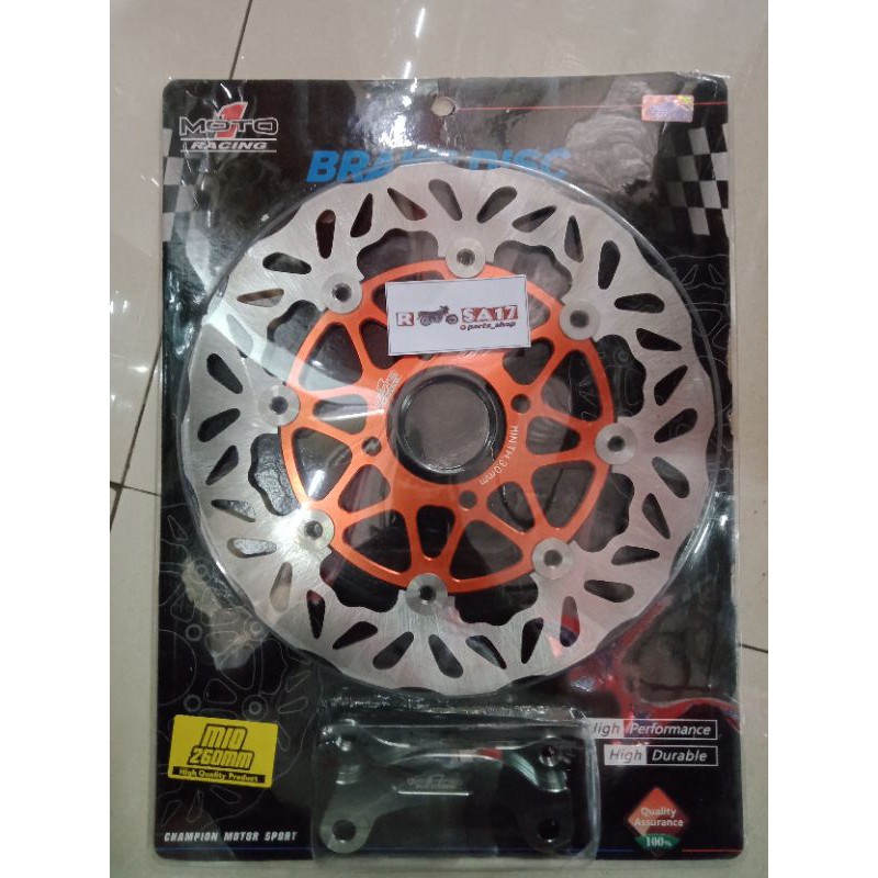 PIRINGAN CAKRAM / CAKRAM DEPAN MIO MOTO 1 FLOATHING 260MM+BRAKET ORANGE