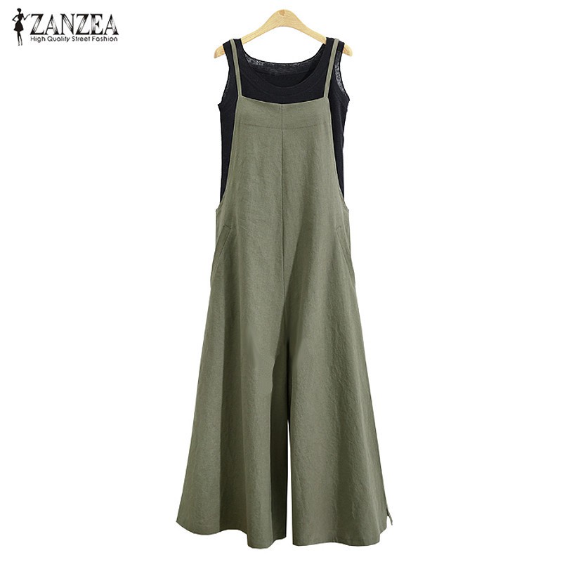 ZANZEA Womens Fashion Loose Solid Jumpsuit