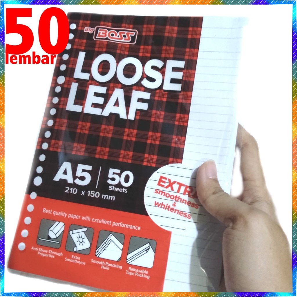 

loslif Kertas A5 Big boss isi ulang bergaris loose leaf isi50 ukuran 210 x 150 mm