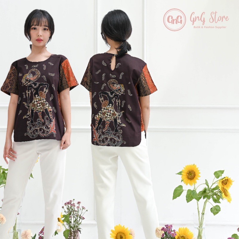 Atasan Batik 154 GG /Blouse Batik Wayang/ Atasan Batik Wanita