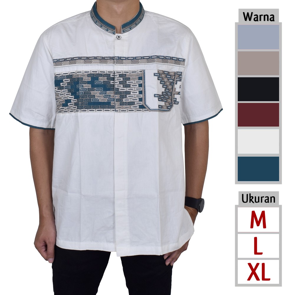 BAJU KOKO PRIA LENGAN PENDEK UKURAN DEWASA FASHION MUSLIM KEMEJA KOKO