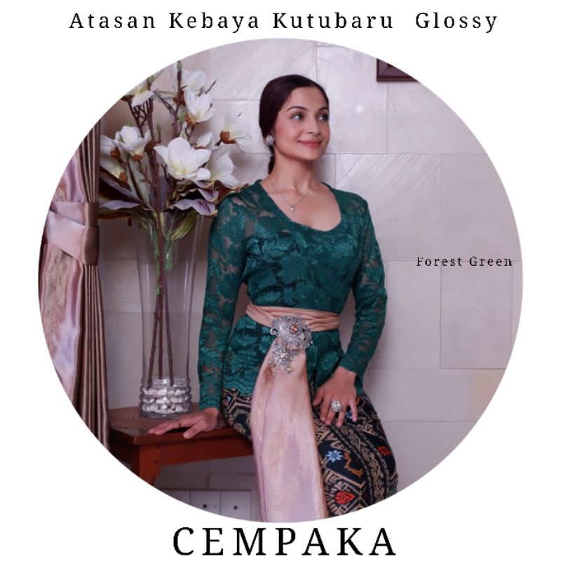 Atasan Kebaya Kutubaru Lengan Panjang Brokat Glossy Cempaka