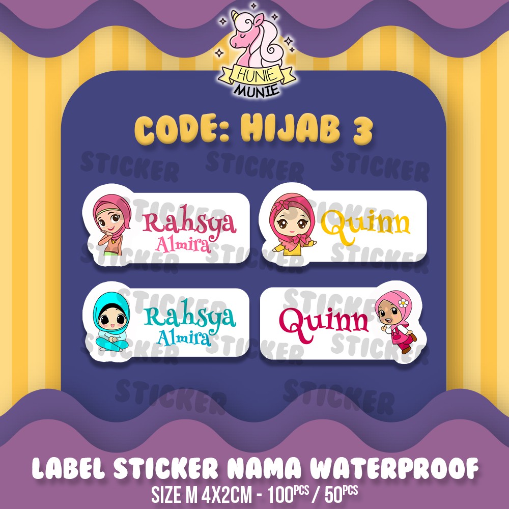 

Sticker Nama Custom - Hijab Muslim Girl #3 (100pcs+) Stiker