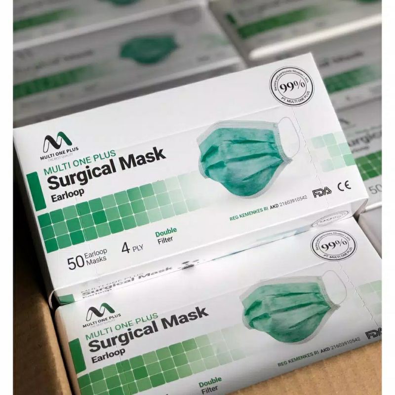 Surgical Mask 4ply Multi One Plus / Masker Earloop / Masker Hijab / Masker Multi One Plus 4ply