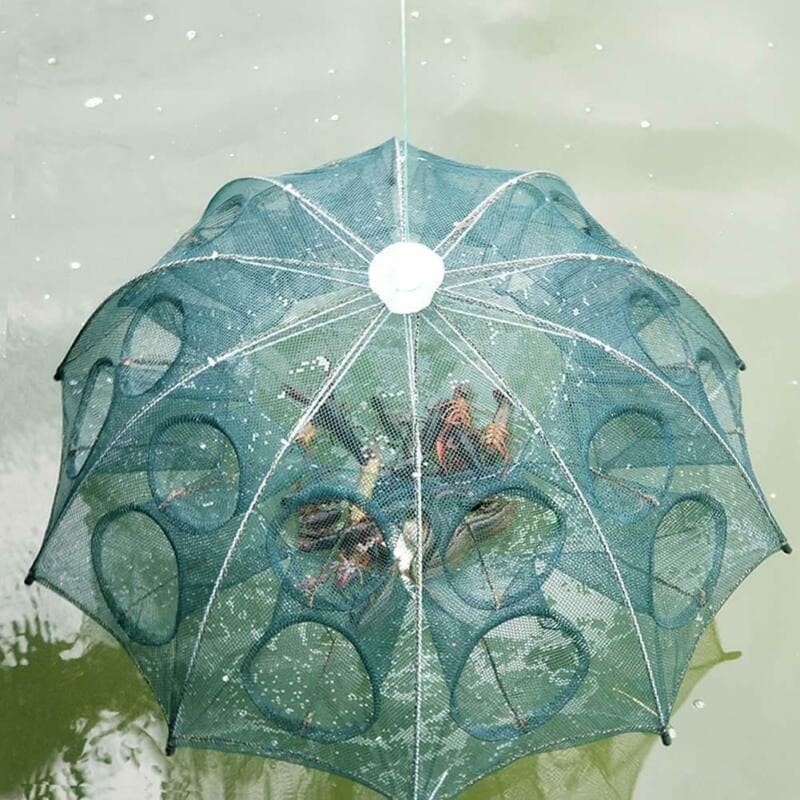 Perangkap Ikan Bubu Lipat Jaring Jala Udang Otomatis Payung 16 Lubang