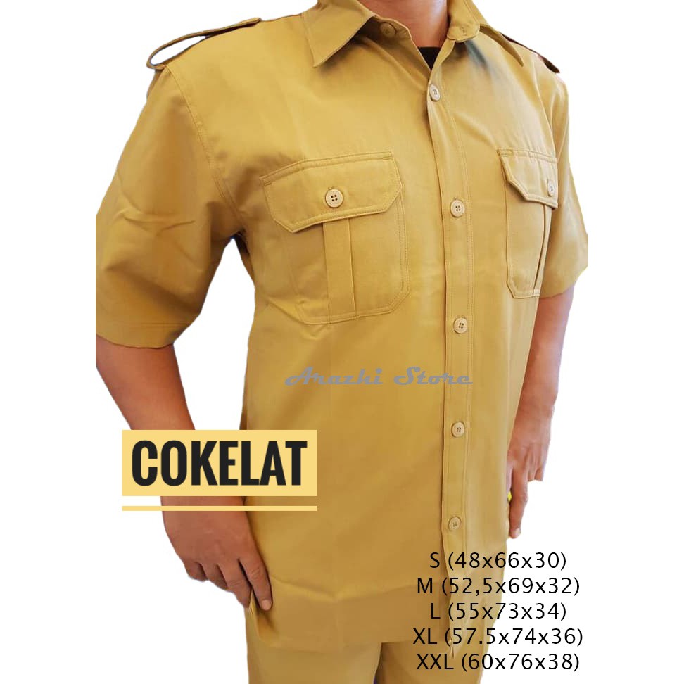 Seragam PEMDA Coklat Pria Baju Setelan PNS Seragam Setelan Dinas ASN Baju Dinas PEMDA Setelan