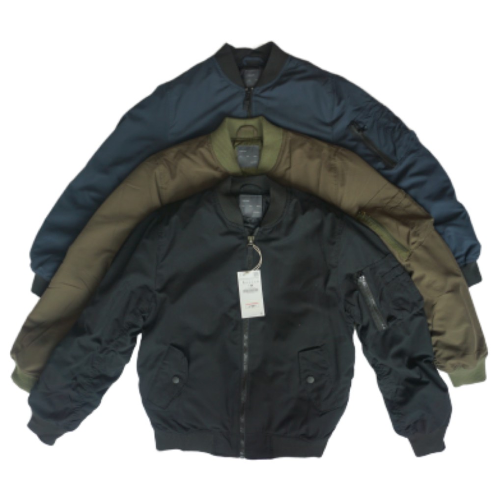 Jual Jaket Bomber Zara Man Original Black Navy Olive Made by Garment Zara Man Indonesia | Shopee 