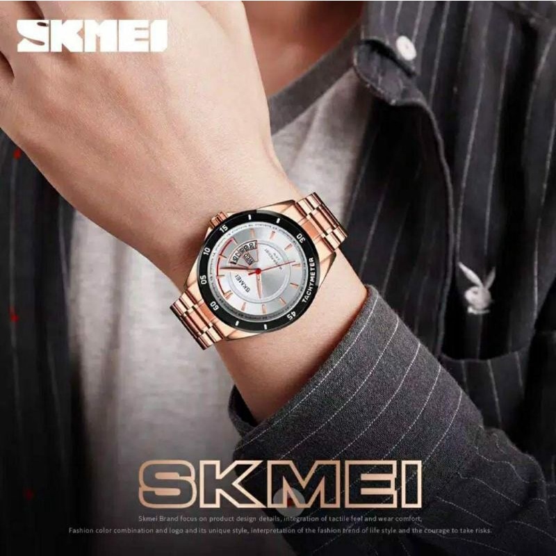 Jam Tangan Pria SKMEI 1641 Analog Day Date Stainless Steel