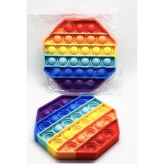 [FS] POP IT Fidget Toy mainan untuk penghilang stres pada anak Push bubble toy READY-Rainbow octagon