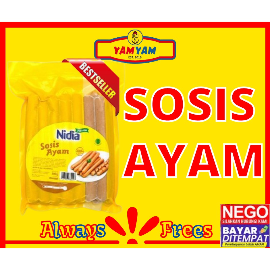 

Sosis Ayam Nidia 500gr gram Jumbo Premium Burger Bakar Goreng Siap Makan Murah isi Banyak Halal