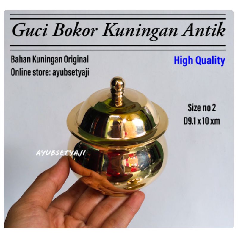 Guci Kuningan 02 (D9.1cm) Bokor Kuningan antik FULL BRASS SOLID no2 Tempat Dupa Ratus Wadah Air Suci