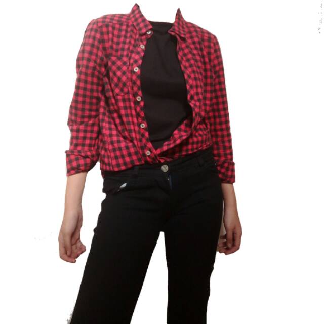 Atasan Kemeja Flanel Unisex Urban Research Merah