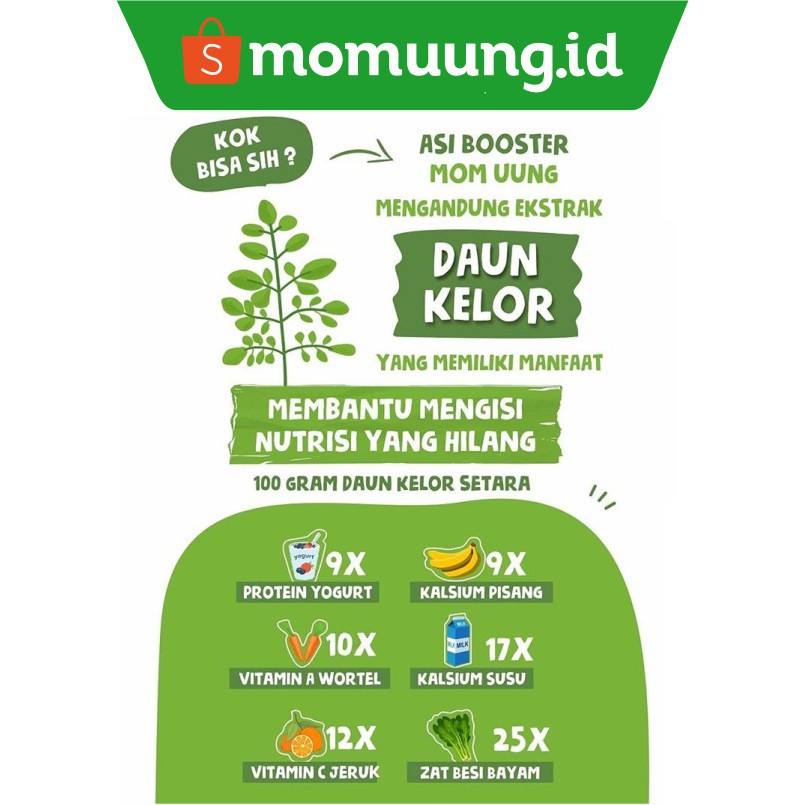 BPOM HALAL NATURAL ASI BOOSTER MOM UUNG 60 kapsul 30 Kapsul / KELORCAP MOMUUNG HERBAL