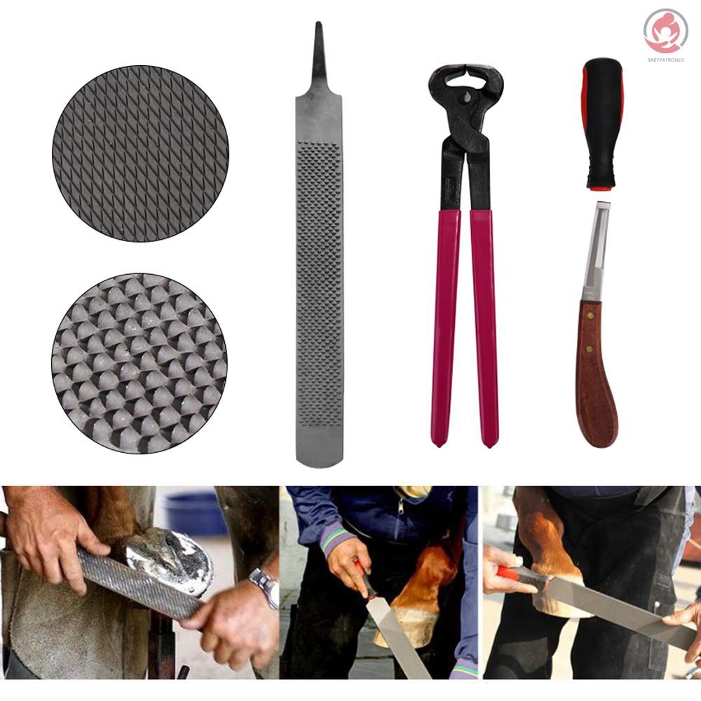 4PCS Horse Farrier Hoof Nipper Trim Shoeing File Rasp Handle Hoof Cutter Tool Horse Care Accessory