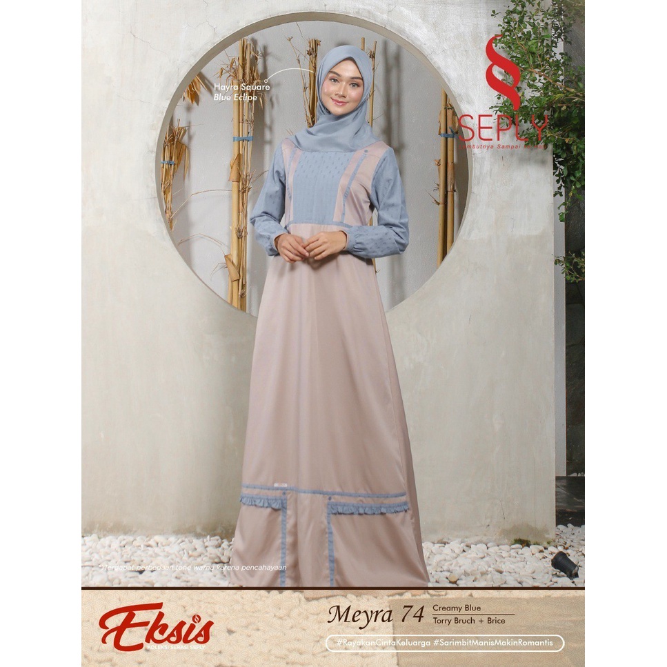 Gamis Terbaru MEYRA 74 creamy blue Kekinian Bahan Adem Original SEPLY